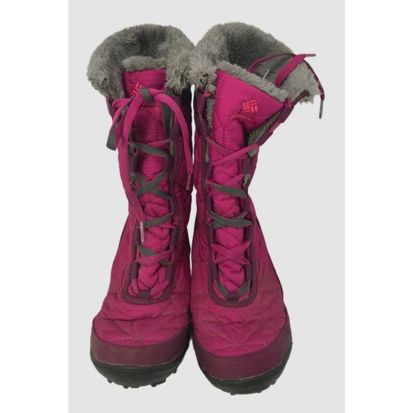 Columbia Shoes - Columbia Womens Minx Mid Quilted Pink Faux Fur Lace Up Winter Snow Boots Sz 5